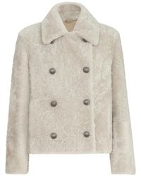 Brunello Cucinelli - Fuzzy Shearling Pea Coat - Lyst