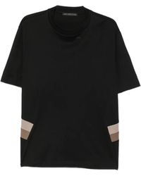 Low Brand - Striped-Insert T-Shirt - Lyst