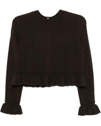 Maje - Ruffled-Trim Button-Back Sweater - Lyst