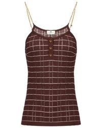 Elisabetta Franchi - Metal chain striped knitted tank top - Lyst