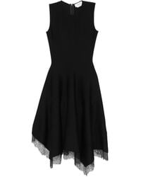 McQueen - Lace-Trim Asymmetric Dress - Lyst