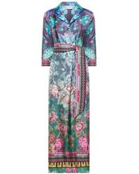Pierre Louis Mascia - Floral-Motif Belted Shirt Dress - Lyst
