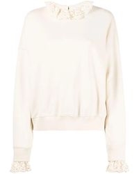 Goen.J - Crochet-Trim Crew-Neck Sweatshirt - Lyst