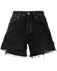 Agolde - Raw-Cut Denim Shorts - Lyst
