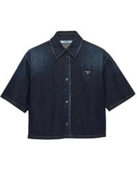 Prada - Short-Sleeved Denim Shirt - Lyst