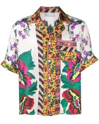 Pierre Louis Mascia - Floral-print Short-sleeved Silk Shirt - Lyst