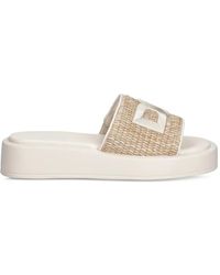 DKNY - Logo-Patch Woven Slides - Lyst