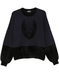 Emporio Armani - Logo-Embroidered Panelled Sweater - Lyst