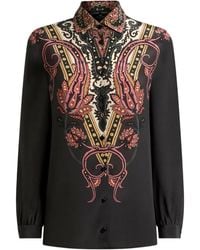 Etro - Silk Shirt With Placed Floral Paisley Print - Lyst