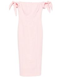 Carolina Herrera - Off-Shoulder Bow-Detail Midi Dress - Lyst