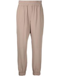 pantalons en chinos voor 7/8 broeken Dames Kleding voor voor Broeken Brunello Cucinelli Wol Cropped Broek in het Naturel 