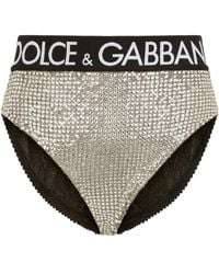 Dolce & Gabbana - High Waist Slip Verfraaid Met Kristallen - Lyst
