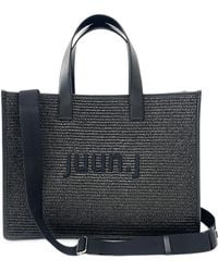 Juun.J - Logo-Embroidered Raffia Tote Bag - Lyst