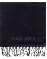 Giorgio Armani - Fringed Logo-Embroidered Scarf - Lyst