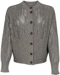 D.exterior - Cable-Knit Pointelle Cardigan - Lyst