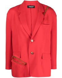 Undercover - Boxy Distressed Tulle-Trim Blazer - Lyst