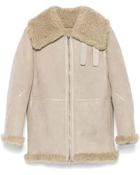 Burberry - Lederjacke Mit Shearling - Lyst