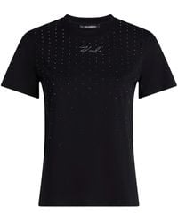 Karl Lagerfeld - Camiseta con apliques de strass - Lyst