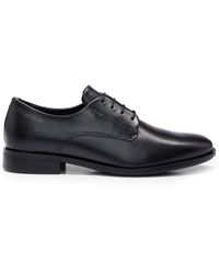 BOSS - Almond-toe Leather Derby Shoes - Lyst