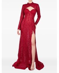 ANDREEA VENECIUC - Scarlett Rouge Lace-Overlay Cut-Out Gown - Lyst