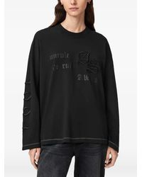 AllSaints - T-Shirt À Logo Brodé Et Manches Longues - Lyst