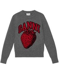 Ganni - グレー Strawberry セーター - Lyst