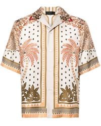 Amiri - Palm Tree Silk Bowling Shirt - Lyst