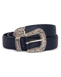Orciani - Floral-Engraved Leather Belt - Lyst