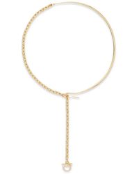 Ferragamo - Crystal-Embellished Gancini Necklace - Lyst