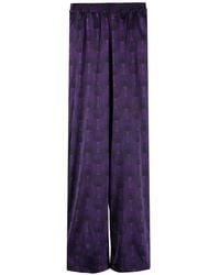 OZWALD BOATENG - Elastic Waist Printed Silk Trousers - Lyst
