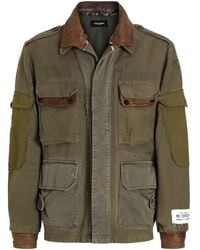 Dolce & Gabbana - Multi-Pocket Leather-Collar Jacket - Lyst