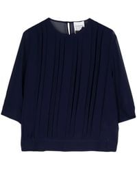Edward Achour Paris - Pleat-Detailed Sheer Blouse - Lyst