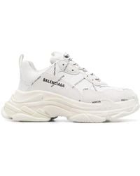 Balenciaga - Men's Triple S Logo-print Faux-leather And Mesh Low-top Trainers - Lyst