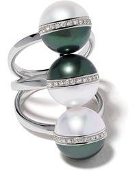 Tasaki - 18kt White Gold Collection Line Balance Unite Diamond And South Sea Pearl Ring - Lyst