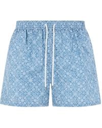 Fedeli - Geometric-Pattern Drawstring Swim Shorts - Lyst