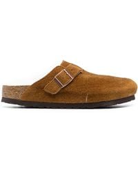 Birkenstock - Sabots En Daim Doublés De Peau Lainée Boston - Lyst
