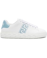 Versace - Greca-embroidered Lace-up Sneakers - Lyst