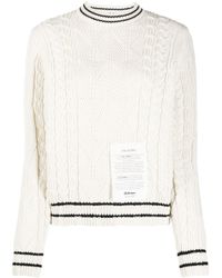 Ballantyne - Logo-patch Cable-knit Jumper - Lyst