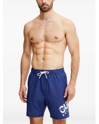 Guess - Logo-Print Drawstring Swim Shorts - Lyst