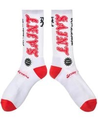 SAINT Mxxxxxx - Logo-Intarsia Ribbed-Knit Socks - Lyst