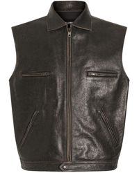 Dolce & Gabbana - Zip-Fastening Leather Waistcoat - Lyst