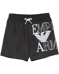 Emporio Armani - Logo-Print Drawstring Swim Shorts - Lyst