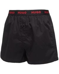 HUGO - Logo-Print Woven Boxer (Set Of Three) - Lyst