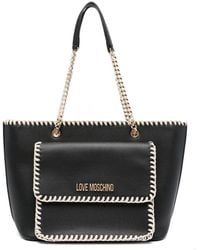 Love Moschino - Logo-lettering Whipstitch-detail Tote Bag - Lyst