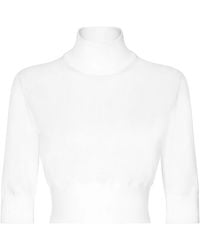 Dolce & Gabbana - Cropped-Pullover Aus Baumwolle Und Seide - Lyst