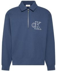 Calvin Klein - Zip-Fastening Logo-Detail Polo Shirt - Lyst