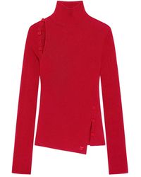 Courreges - Button-Embellished Ribbed Turtleneck Sweater - Lyst