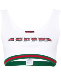 Gucci - Web-detail Ribbed Crop Top - Lyst