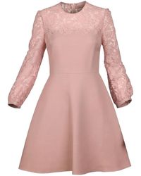 Valentino Garavani - Lace-Sleeve Mini Dress - Lyst