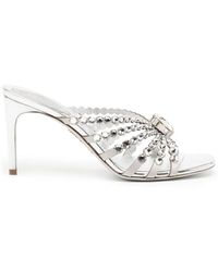 Rene Caovilla - 90mm Crystal-embellished Leather Mules - Lyst